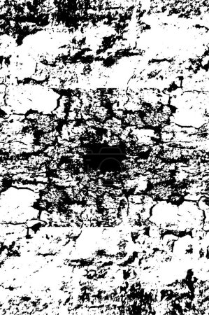 Illustration for Old grunge weathered wall background. Black and white abstract texture. Background of cracks, scuffs, chips, stains, ink spots, lines. Dark design background surface. Gray printing element - Royalty Free Image