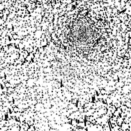 Ilustración de Fondo de textura en blanco y negro. Patrón monocromo abstracto de manchas, grietas, puntos, virutas. - Imagen libre de derechos