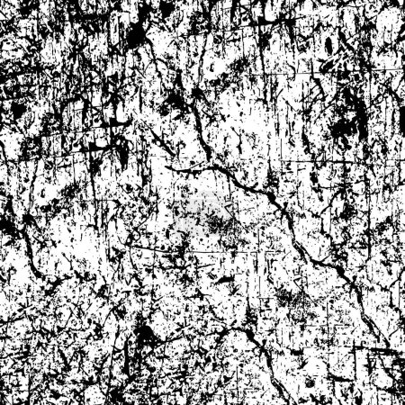 Ilustración de Grunge patrón blanco y negro. Partículas monocromáticas textura abstracta. Fondo de grietas, rasguños, virutas, manchas, manchas de tinta, líneas
. - Imagen libre de derechos