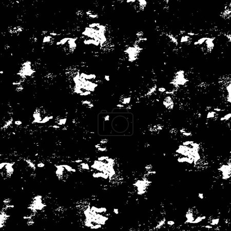Illustration for Grunge black and white pattern. Monochrome particles abstract texture. Background of cracks, scuffs, chips, stains, ink spots, lines. - Royalty Free Image