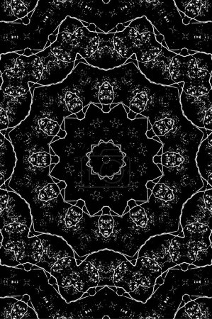 Ilustración de Patrón digital blanco y negro con elementos geométricos. Fondo de pantalla monocromo con diseño simple. - Imagen libre de derechos