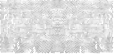 Ilustración de Fondo radial abstracto de medio tono blanco y negro con puntos - Imagen libre de derechos