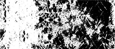 Ilustración de Grunge black and white pattern. Monochrome particles abstract texture. Background of cracks, scuffs, chips, stains, ink spots, lines. Dark design background surface. Gray printing element - Imagen libre de derechos