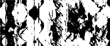 Téléchargez les illustrations : Grunge motif noir et blanc. Texture abstraite monochrome. Fond de fissures, éraflures, copeaux, taches, taches d'encre, lignes. Surface de fond design sombre - en licence libre de droit