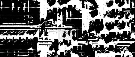 Ilustración de Grunge textura superpuesta. Fondo vectorial abstracto en blanco y negro. Superficie vintage monocromática - Imagen libre de derechos