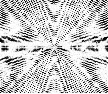 Téléchargez les illustrations : Modèle de Grunge monochrome. Texture abstraite noir et blanc avec des lignes rayées, des taches et des lobes pour bannière, carte, papier peint. Fond de demi-teinte rugueux rétro avec différents éléments - en licence libre de droit
