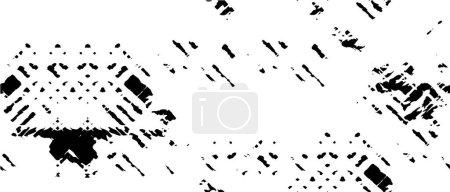 Illustration for Monochrome Grunge Pattern. Abstract Black and White Texture with Scratched Lines, Spots and Blobs for Banner, Card, Wallpaper. Retro Rough Halftone Background with Different Elements - Royalty Free Image