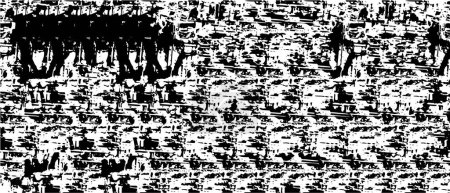 Ilustración de Patrón Grunge Monocromático. Textura abstracta en blanco y negro con líneas rayadas, manchas y manchas para pancarta, tarjeta, fondo de pantalla. Fondo de medio tono retro áspero con diferentes elementos - Imagen libre de derechos