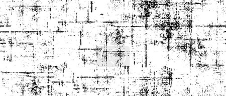 Illustration for Grunge overlay layer. Abstract black and white vector background. Monochrome vintage surface with dirty pattern in cracks, spots, dots. - Royalty Free Image