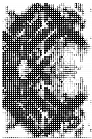 Illustration for Black and white squares, creative template with pixels - Royalty Free Image