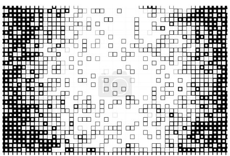 Ilustración de Pixel halftftone mosaic icon in square composition. vector patrón de mosaico plano blanco y negro. patrón de círculo de mosaico compuesto de píxeles cuadrados. - Imagen libre de derechos