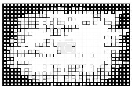 Téléchargez les illustrations : Motif mosaïque noire et blanche demi-teinte avec carrés. - en licence libre de droit