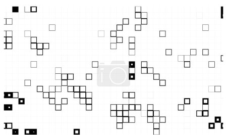 Téléchargez les illustrations : Abstrait fond noir et blanc avec lignes et carrés, illustration vectorielle - en licence libre de droit