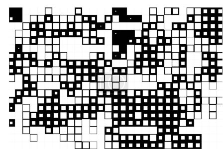 Illustration for Pixel mosaic based on square icon. black and white abstract texture background - Royalty Free Image