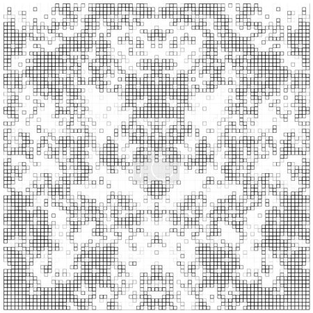 Téléchargez les illustrations : Mosaïque de pixels basée sur l'icône carrée. fond de texture abstrait noir et blanc - en licence libre de droit