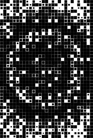 Illustration for Pixel mosaic based on square icon. black and white abstract texture background - Royalty Free Image