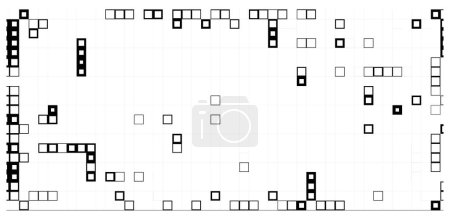 Téléchargez les illustrations : Mosaïque de pixels basée sur l'icône carrée. fond abstrait noir et blanc - en licence libre de droit