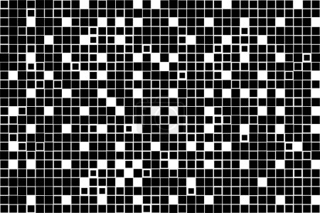 Téléchargez les illustrations : Mosaïque de pixels basée sur l'icône carrée. fond abstrait noir et blanc - en licence libre de droit