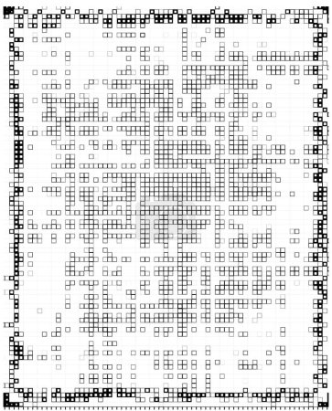Illustration for Halftone pattern. set of white dots. texture on black background. overlay template template. distress linear design. - Royalty Free Image