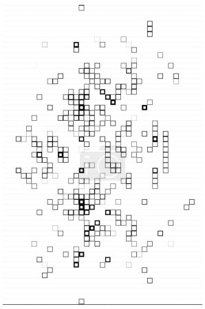 Téléchargez les illustrations : Toile de fond avec des pixels noirs et blancs. flyer abstrait avec carrés - en licence libre de droit
