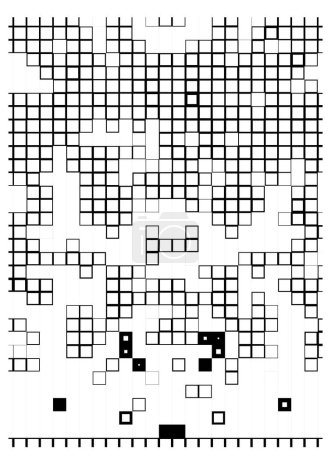 Téléchargez les illustrations : Motif avec pixels carrés noirs et blancs. poster abstrait - en licence libre de droit