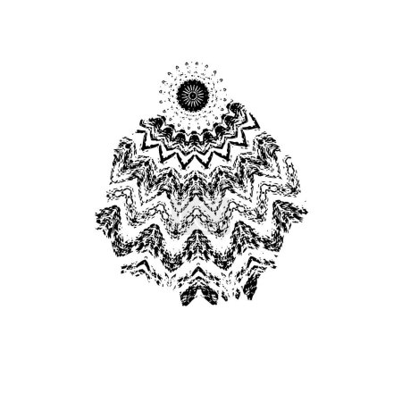 Ilustración de Mandala abstracto dibujado a mano en blanco y negro. ilustración vectorial - Imagen libre de derechos