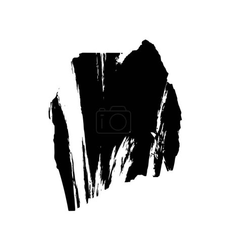 Téléchargez les illustrations : Illustration vectorielle dessinée à la main noire, coups de pinceau grunge isolés sur fond blanc - en licence libre de droit