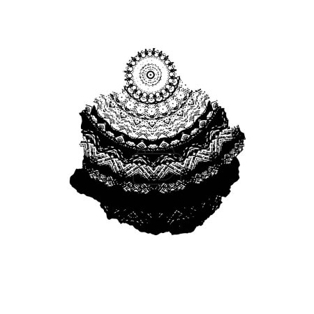 Illustration for Vector hand drawn illustration of a mandala with black and white ornament. - Royalty Free Image