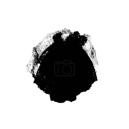 Ilustración de Mancha negra sobre fondo blanco. elemento pintado a mano abstracto grunge - Imagen libre de derechos