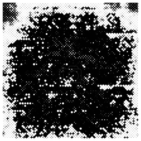 Ilustración de Superficie vintage monocromática con patrón sucio. Fondo abstracto de vector en blanco y negro. - Imagen libre de derechos