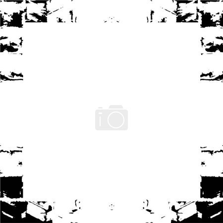 Illustration for Black and white monochrome grunge vintage weathered frame abstract texture with retro pattern - Royalty Free Image