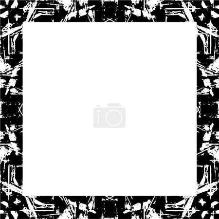 Illustration for Black and white monochrome grunge vintage weathered frame abstract texture with retro pattern - Royalty Free Image