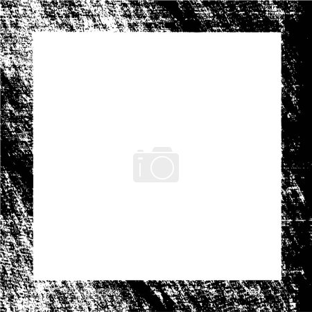 Téléchargez les illustrations : Fond grunge noir et blanc. Bordure carrée dans le style texturé grungy pour le cadrage des images. - en licence libre de droit
