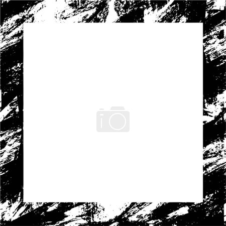 Téléchargez les illustrations : Fond grunge noir et blanc. Bordure carrée dans le style texturé grungy pour le cadrage des images. - en licence libre de droit