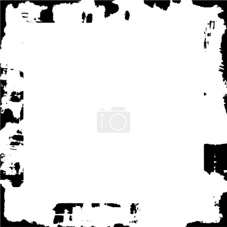 Téléchargez les illustrations : Vieille texture vintage grunge noir et blanc avec motif rétro, cadre avec espace vide pour l'image, texte. - en licence libre de droit