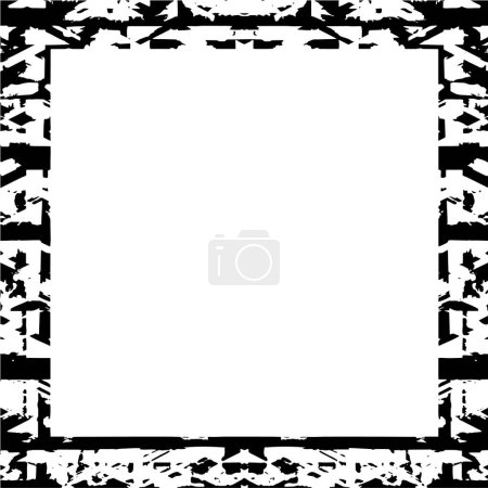 Ilustración de Patrón geométrico grunge oscuro en estilo monocromo. textura del marco, aislado - Imagen libre de derechos