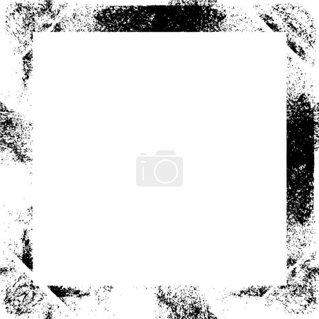 Ilustración de Patrón geométrico grunge oscuro en estilo monocromo. textura del marco, aislado - Imagen libre de derechos