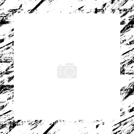 Illustration for Black and white grunge background. Square border in grungy textured style for images framing. - Royalty Free Image
