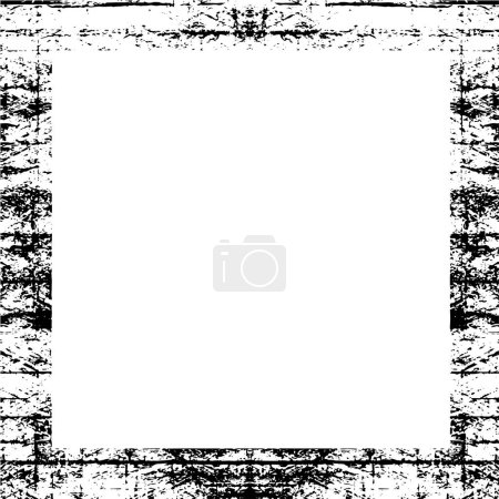 Téléchargez les illustrations : Vieille texture vintage grunge noir-blanc avec motif rétro, cadre avec espace vide pour l'image, texte. - en licence libre de droit