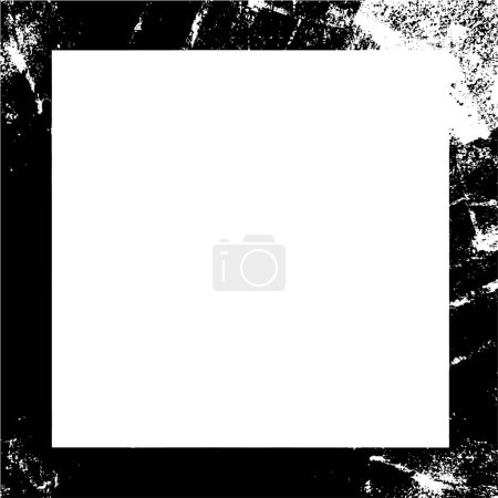 Téléchargez les illustrations : Vieille texture vintage grunge noir-blanc avec motif rétro, cadre avec espace vide pour l'image, texte. - en licence libre de droit
