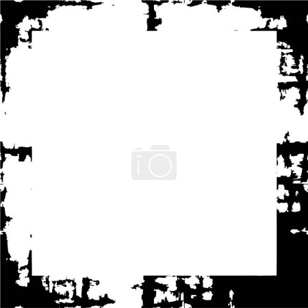 Ilustración de Old black white grunge vintage texture with a retro pattern, frame with space for image, text. - Imagen libre de derechos