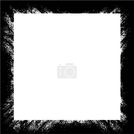Téléchargez les illustrations : Old black white grunge vintage texture with a retro pattern, frame with space for image, text. - en licence libre de droit