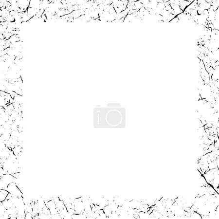 Téléchargez les illustrations : Cadre grunge monochrome noir et blanc avec texture antique abstraite - en licence libre de droit