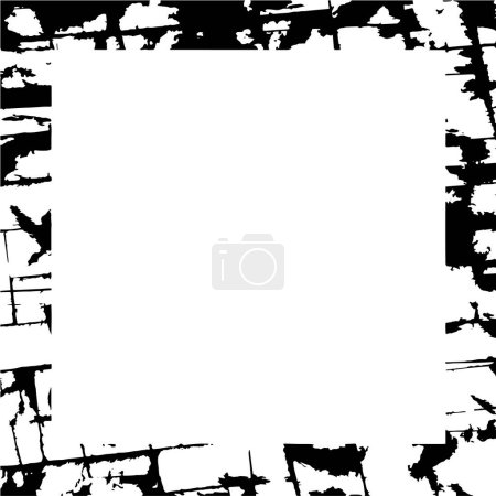 Téléchargez les illustrations : Gabarit de cadre de texture urbaine noir et blanc grunge, fond de détresse de superposition de poussière sombre et effet vintage abstrait facile à créer avec le bruit - en licence libre de droit