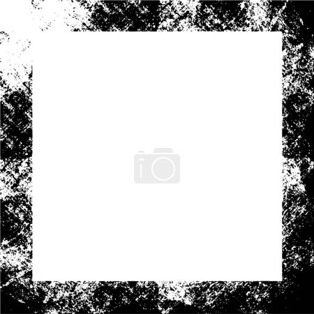 Illustration for Rough monochrome texture frame. Grunge background. Abstract textured effect. - Royalty Free Image