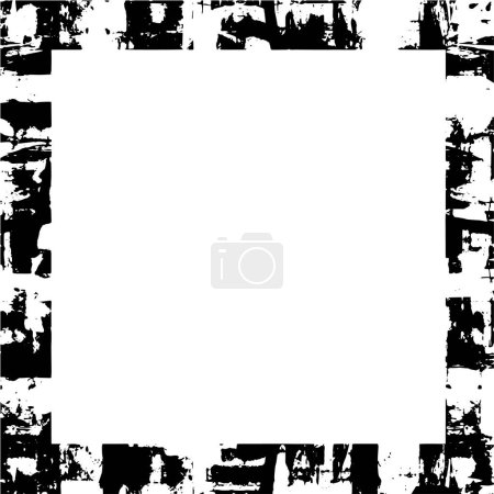 Illustration for Rough monochrome texture frame. Grunge background. Abstract textured effect. - Royalty Free Image