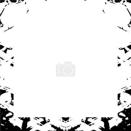 Ilustración de Borde cuadrado en estilo grungy texturizado para el encuadre de imágenes. Fondo grunge blanco y negro. - Imagen libre de derechos