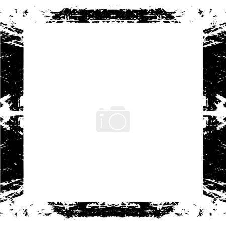 Illustration for Square border in grungy textured style for images framing. Black and white grunge background. - Royalty Free Image