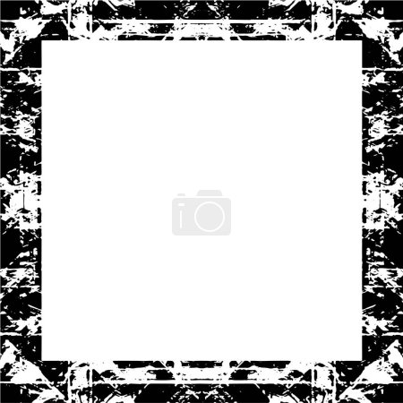 Illustration for Square border in grungy textured style for images framing. Black and white grunge background. - Royalty Free Image