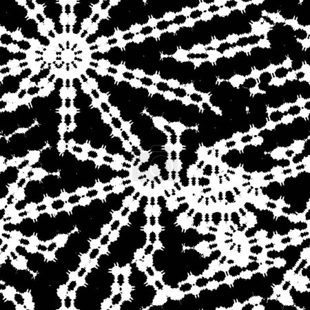 Illustration for Seamless floral pattern. black and white background. monochrome vector illustration. - Royalty Free Image